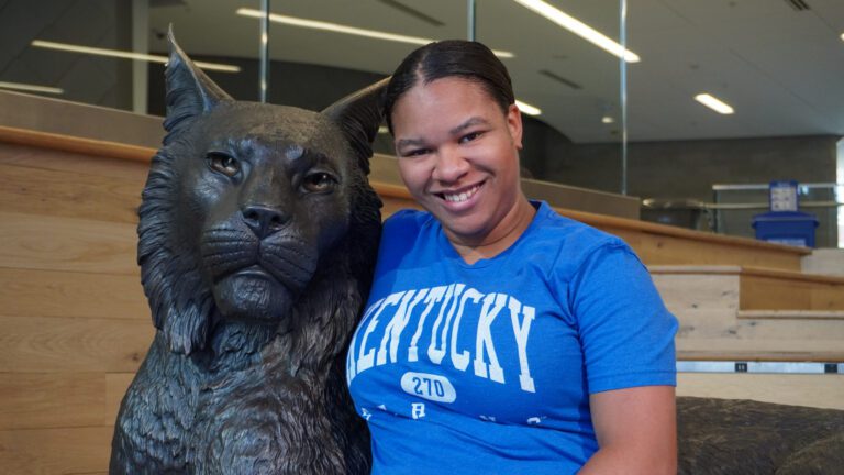 Brooklynn and the Wildcat at the UK student center
